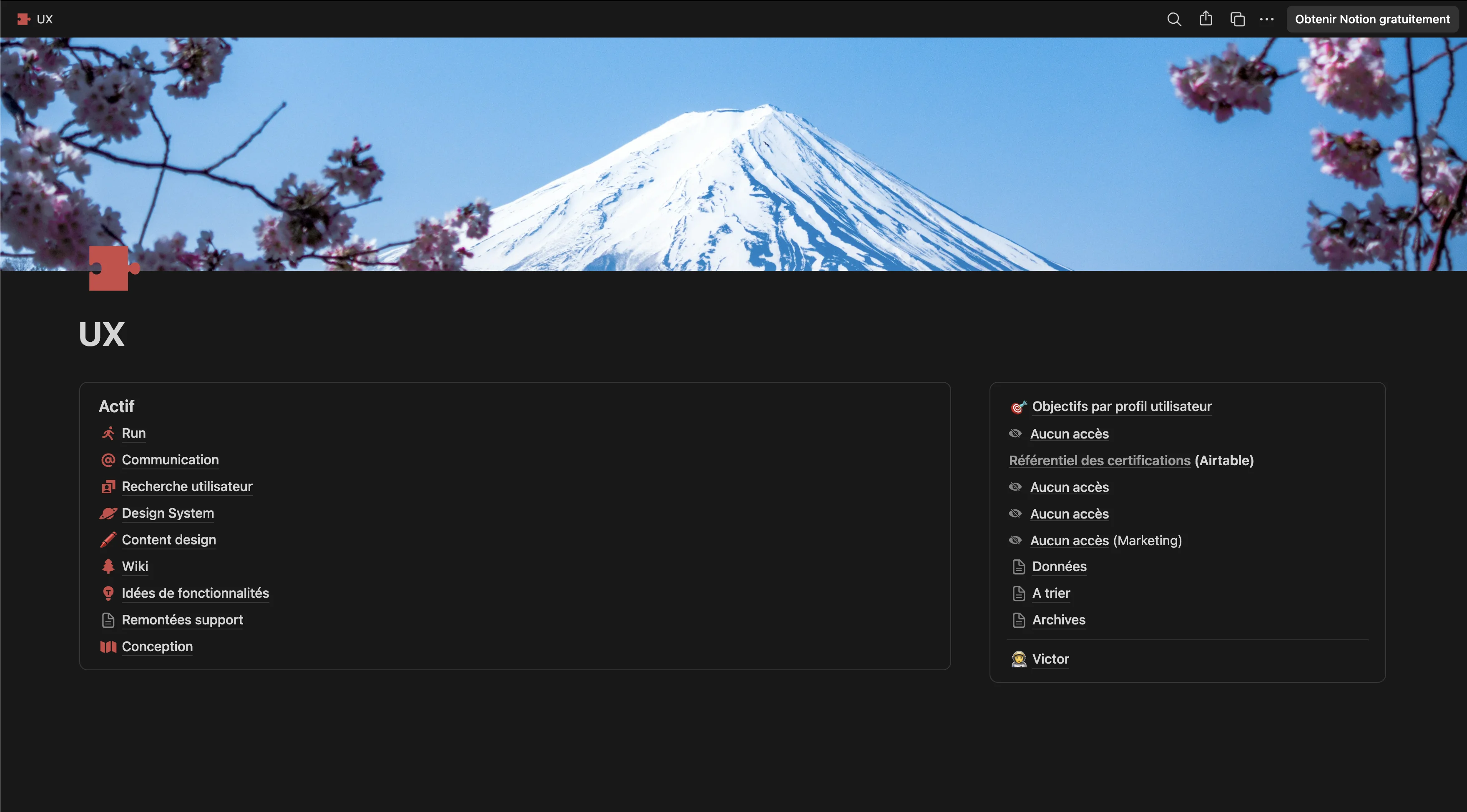 Notion UX Workspace - Team Hub Overview